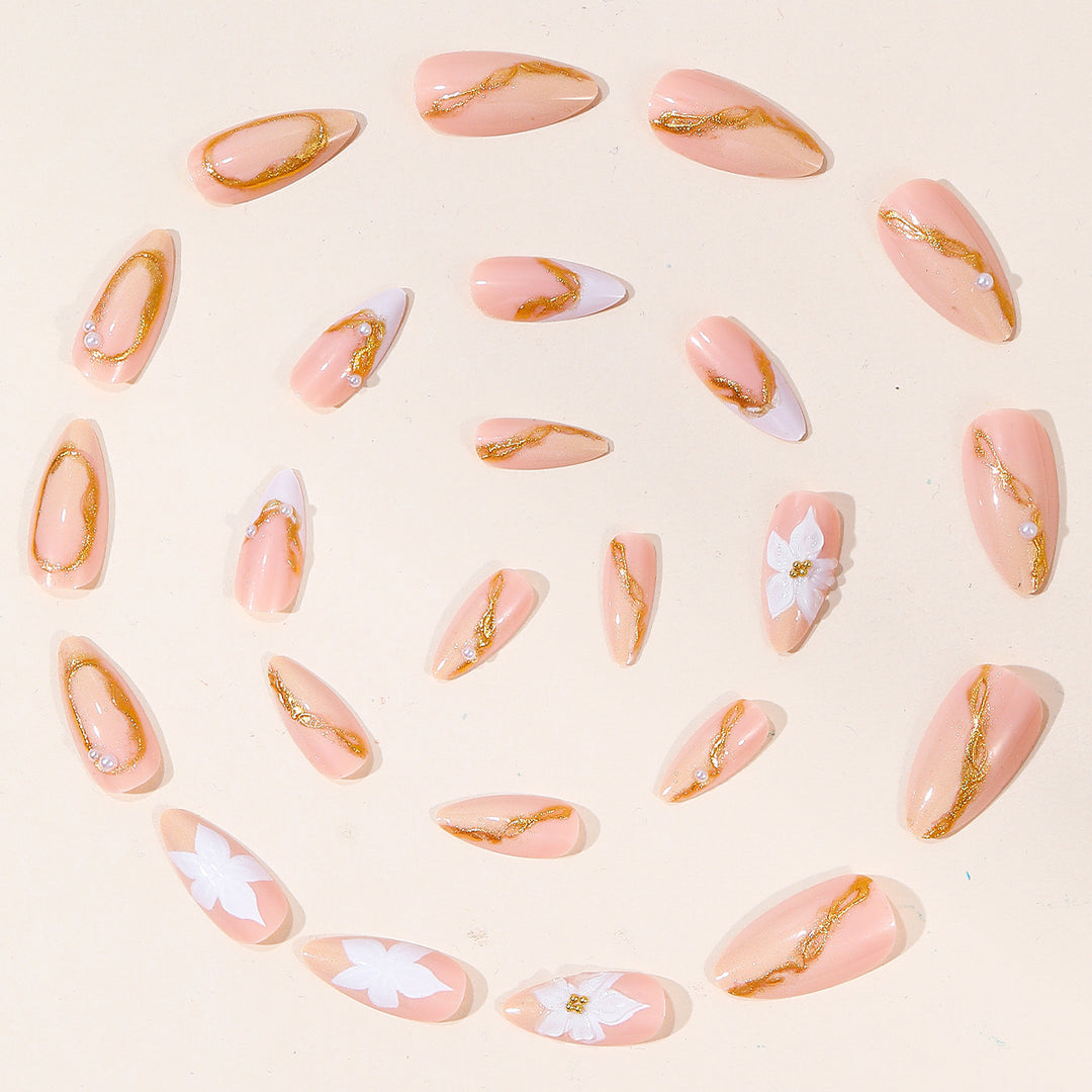 Floral Pearl Accent Nail Art Kalsten
