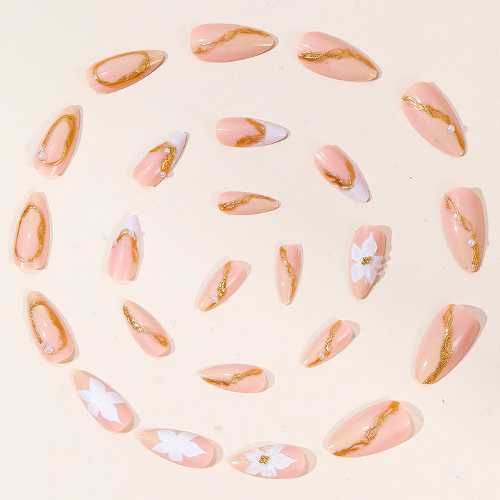 Floral Pearl Accent Nail Art Kalsten