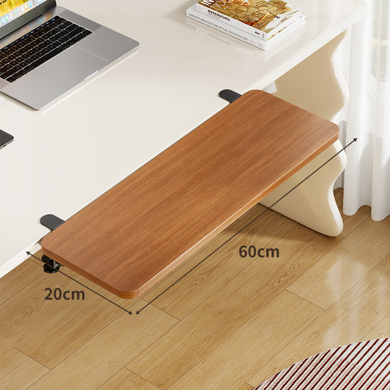 Under-Desk Bamboo Slide-Out Work Surface Clamp-Mounted Keyboard & Mouse Platform