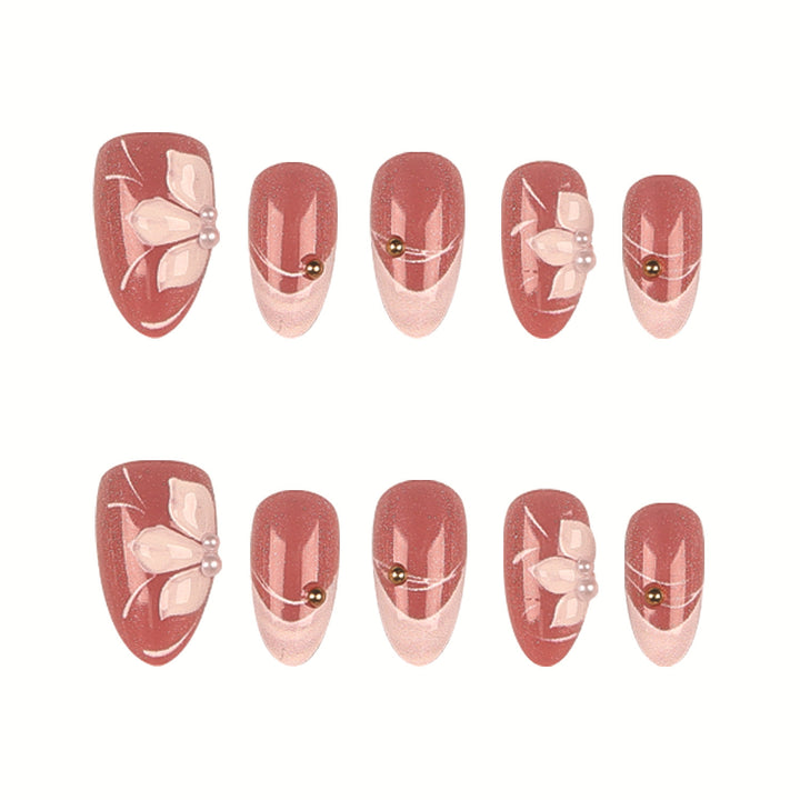 Floral Decorative Press-On Nail Set