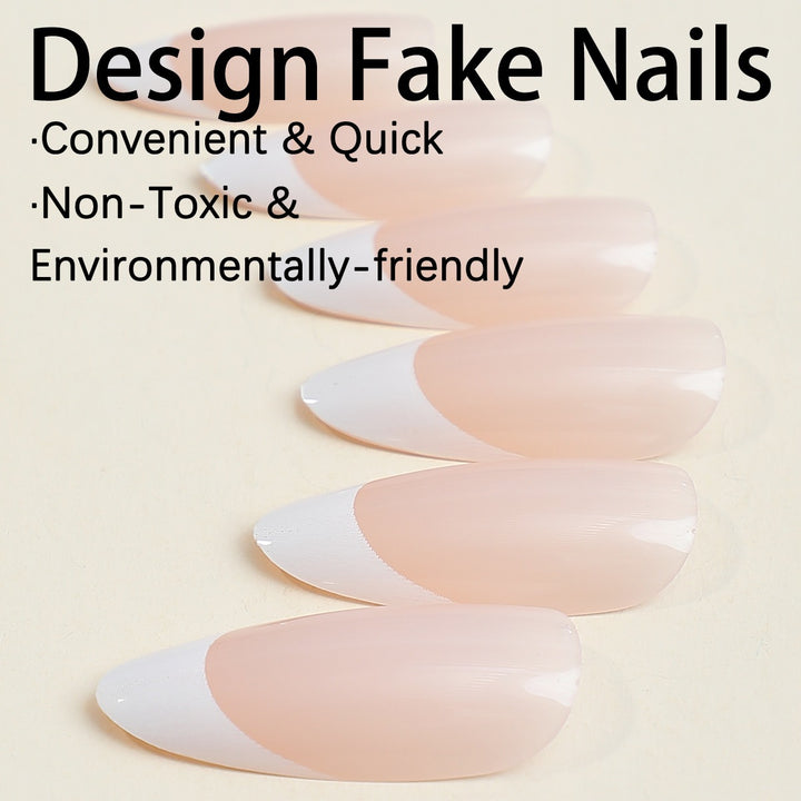Artificial Nail Collection with elegant French tip edges Kalsten