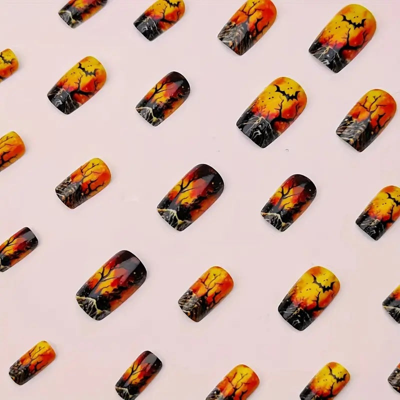 Halloween-Themed Artistic Nail Art