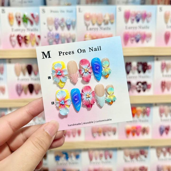 Artistic Floral Press-On Nail Collection