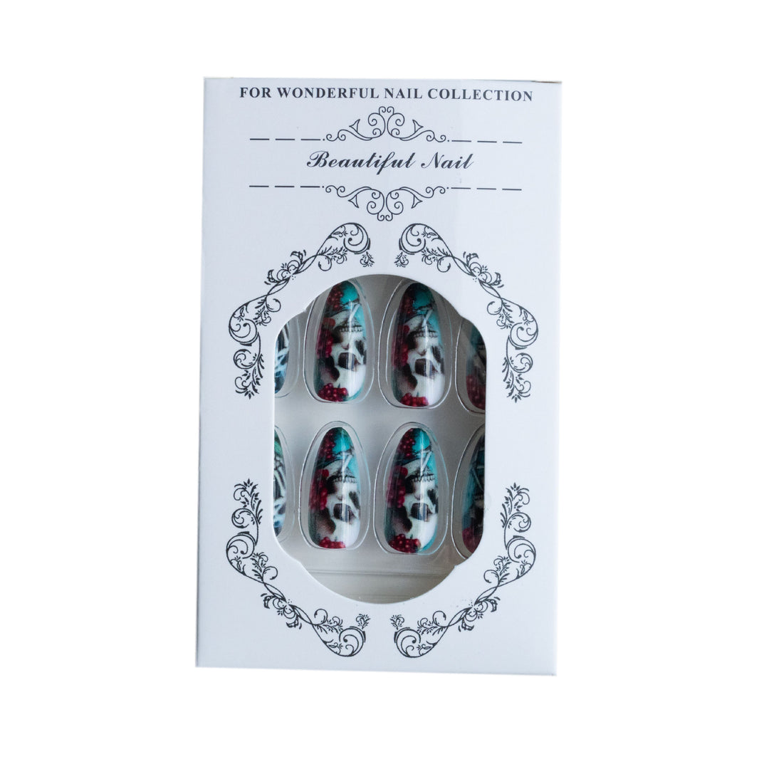Artistic Skeleton-Themed Press-On Nails