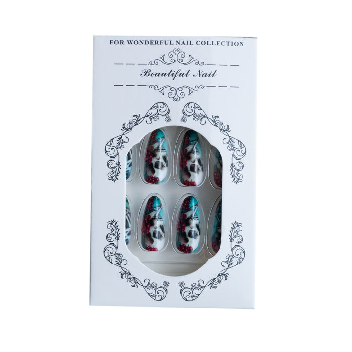 Artistic Skeleton-Themed Press-On Nails