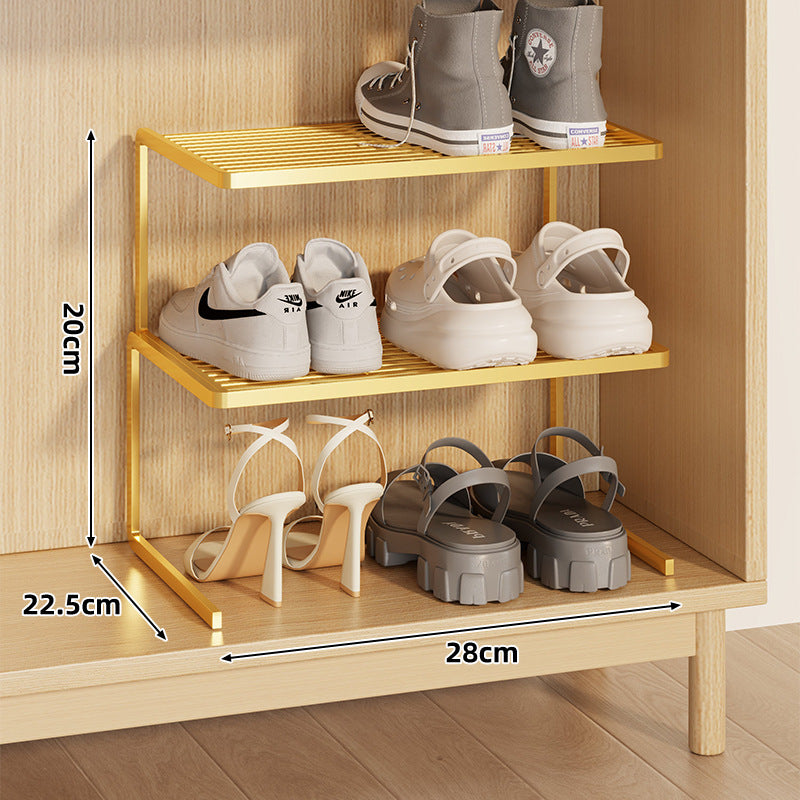 Compact Double-Layer Adjustable Shoe Shelf Riser for Cabinet and Closet