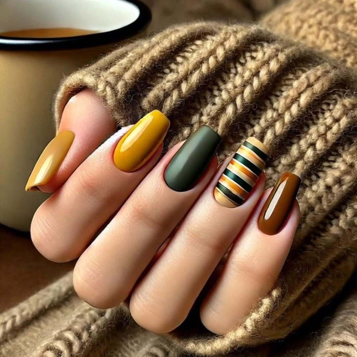Artificial nails with modern geometric design Kalsten