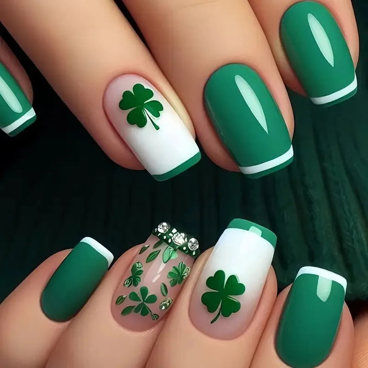 Festive Shamrock Nail Art Extensions Kalsten