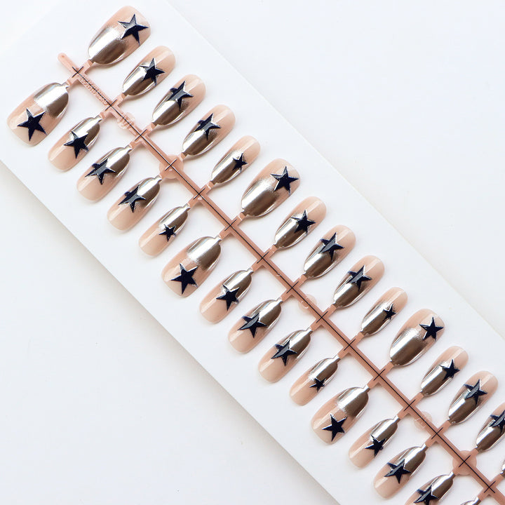 Glamorous Metallic Starry Press-On Nails