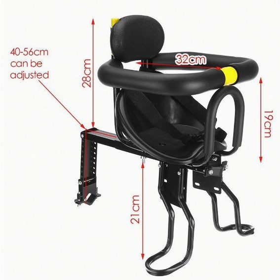 child bike seat with padded safety bar adjustable footrests and supportive reclining backrest Kalsten