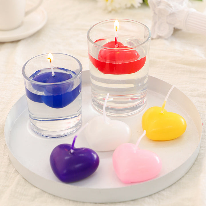 Heart-Shaped Floating Decorative Wax Candle
