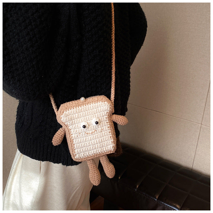 Cute Crochet Toast-Themed Mini Backpack