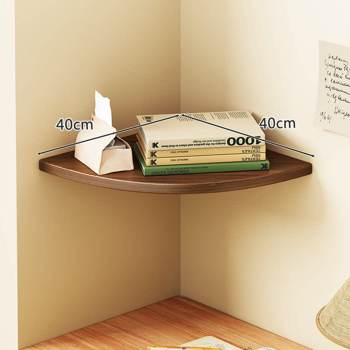 Triangular Floating Corner Shelf with Wood-Effect Surface & Heavy-Duty Metal Brackets