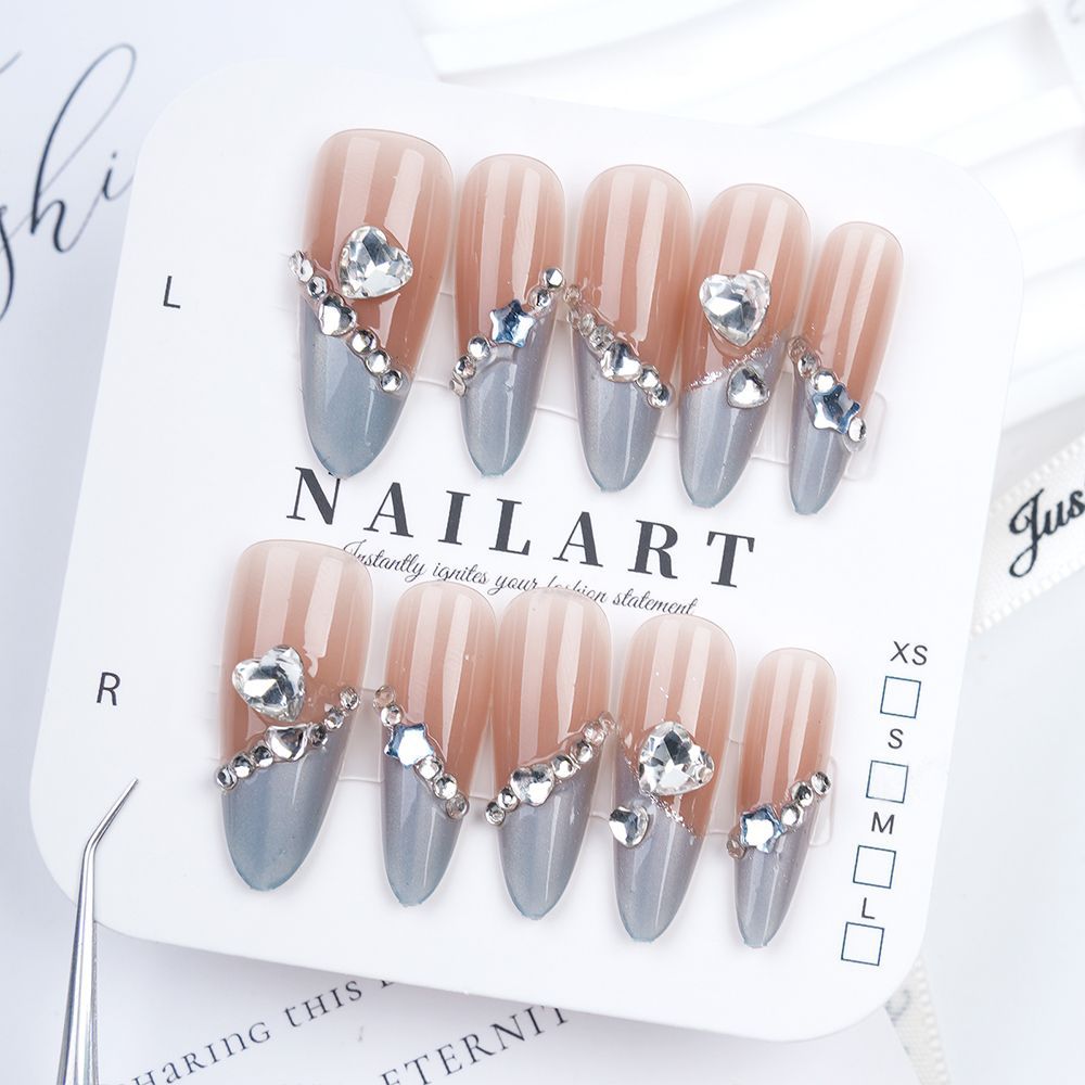 Artistic Stiletto Press-On Nail Set with Floral Embellishments Kalsten
