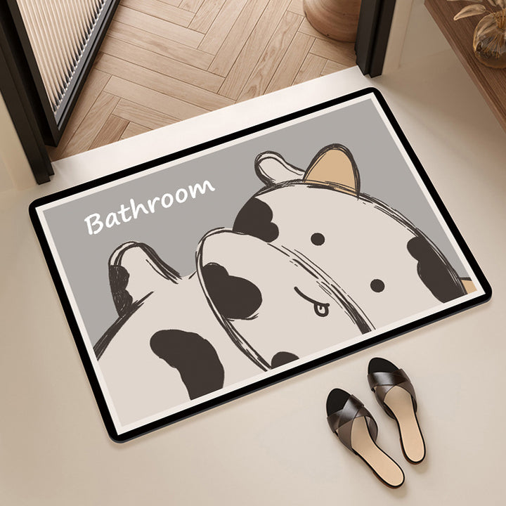 Playful Cow-Themed Bathroom Mat Kalsten