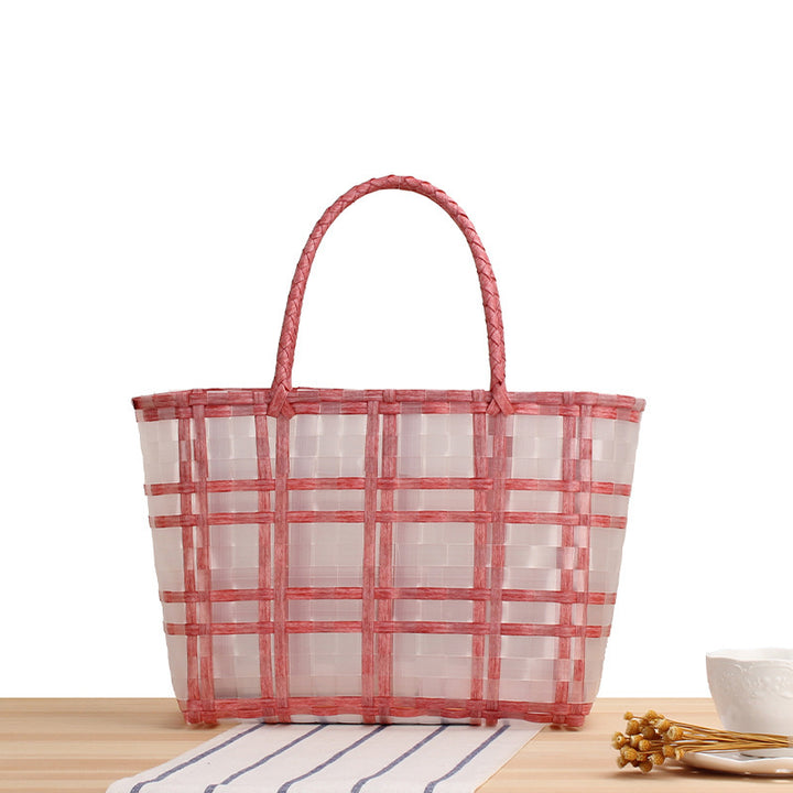 Modern basket bag with refined stripes Kalsten