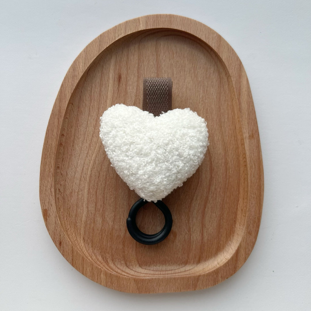 Plush Heart Bag Charm Keyring with Fabric Loop and Rubber O-Ring
