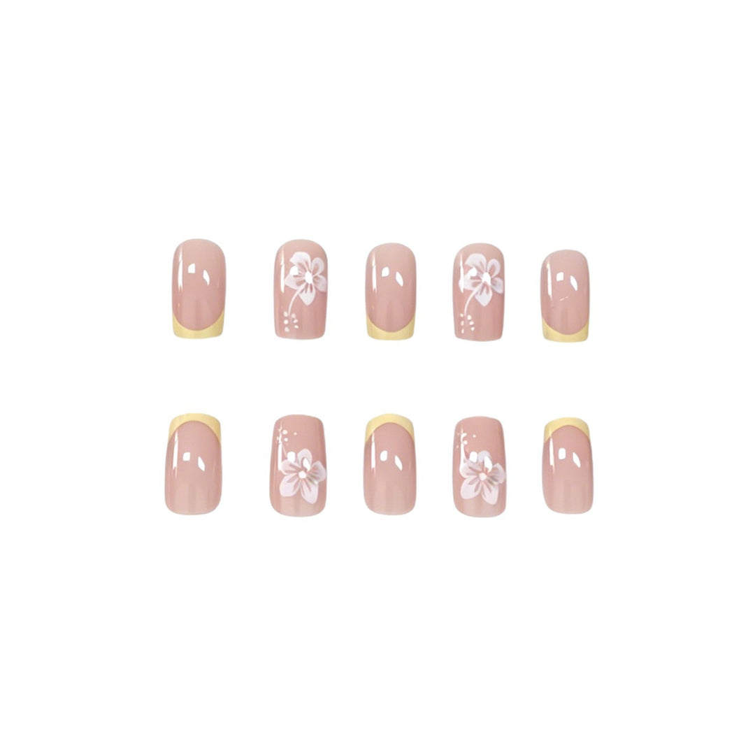 Elegant Floral French Tip Nail Art Kalsten