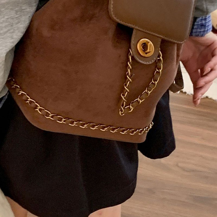 Chic Faux Suede Drawstring Backpack Kalsten