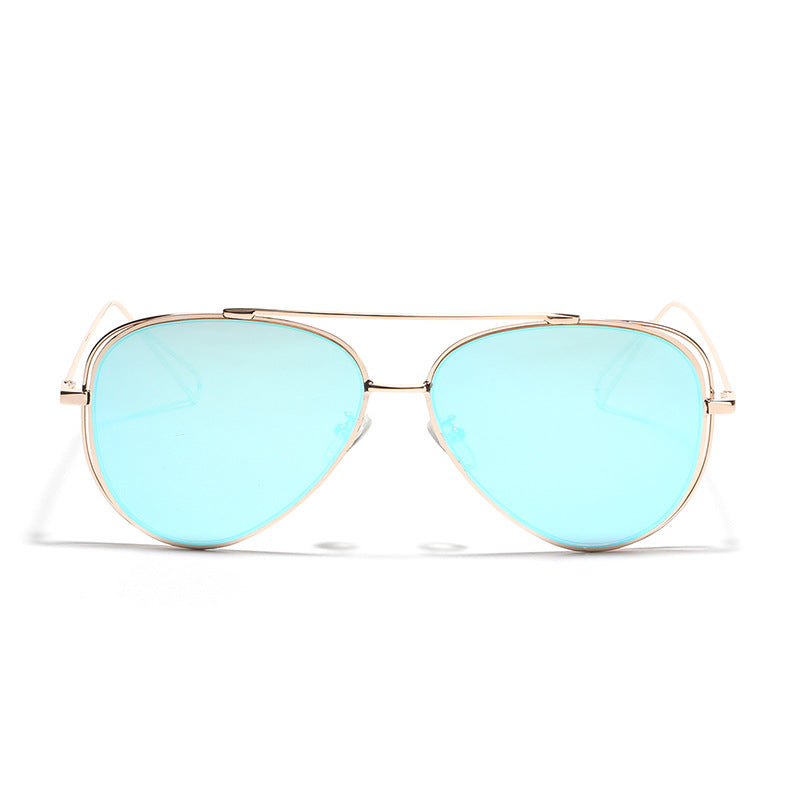 Women's retro aviator sunglasses with silver metal frame and mirrored lenses Kalsten