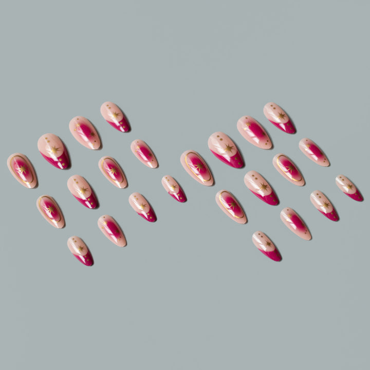 Elegant Star-Embellished Gel Nail Art