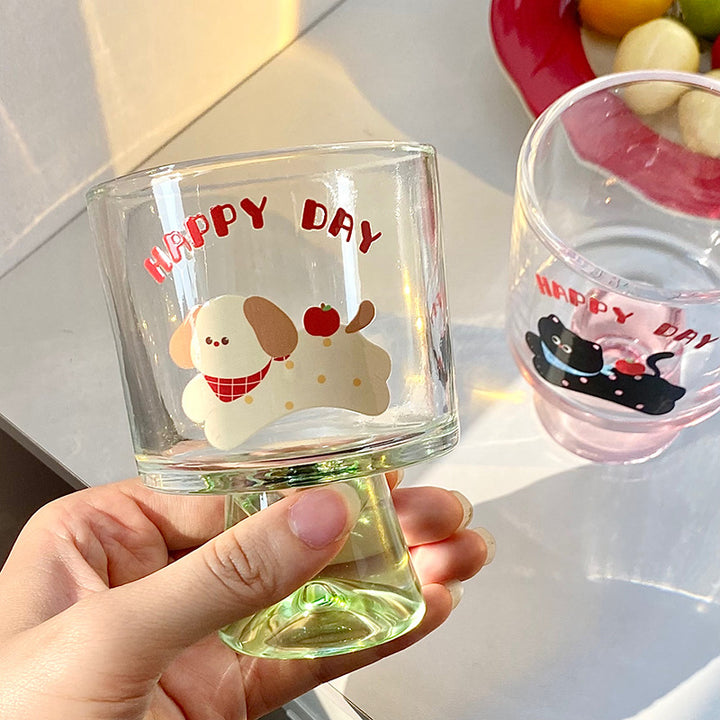 Glass chalice with cheerful cat motif Kalsten
