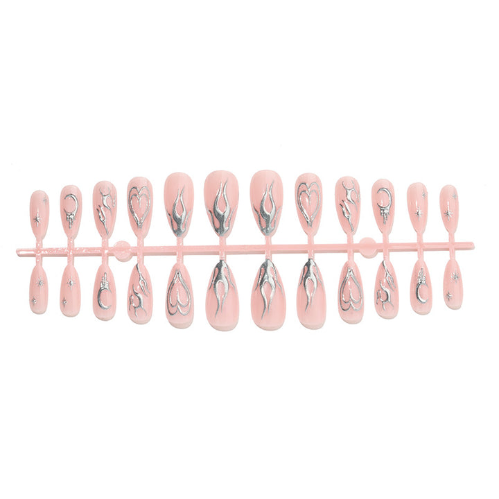 Decorative Press-On Nail Art Set with Metallic Flame Accents kalsten