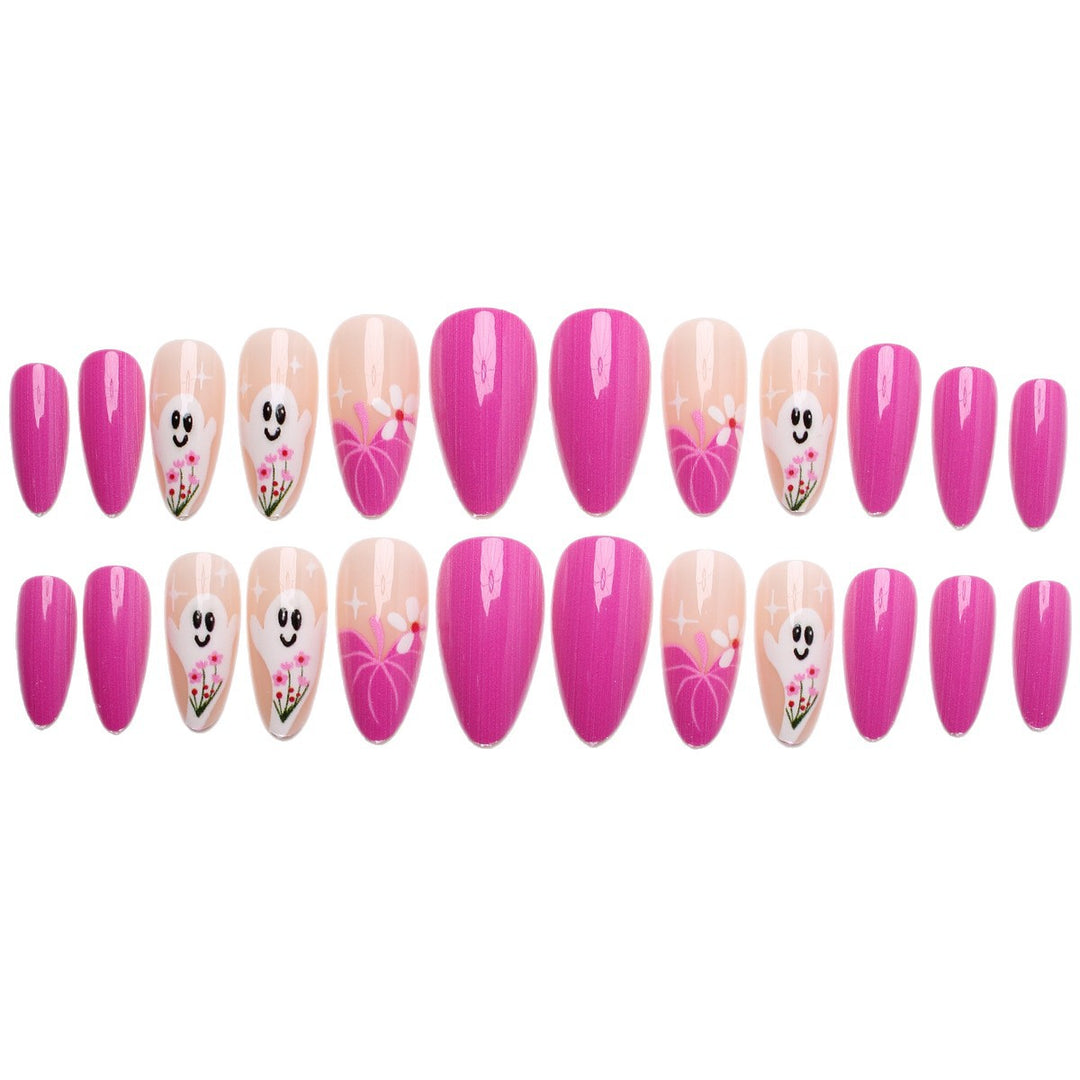 Artificial nail set with charming ghost and flower motifs Kalsten