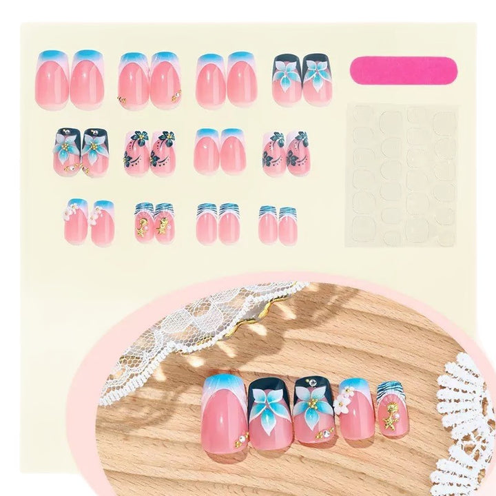 Floral-Themed 3D Press-On Nail Art Kalsten