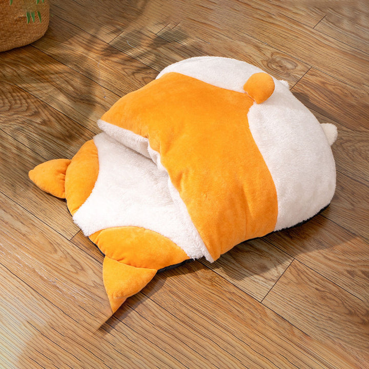 Cartoon Cat-Themed Plush Dog Bed