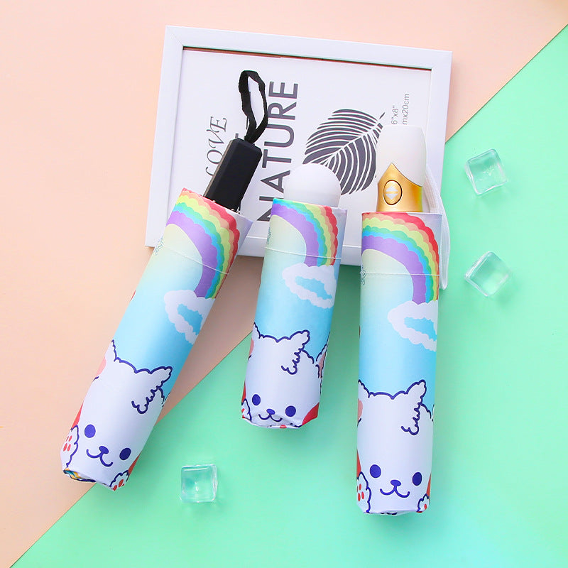 Women's Folding Umbrella with Cute Animal Motif and Windproof Design Kalsten