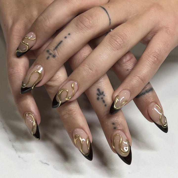 Artful Nail Art with Flower Design and Blue French Tip Kalsten