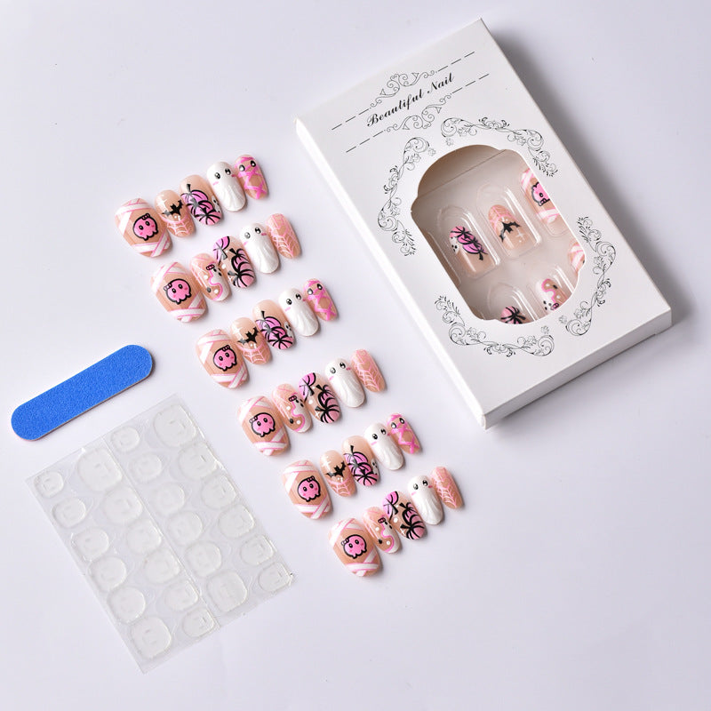 Thematic Halloween Ghost and Spider Press-On Nail Set