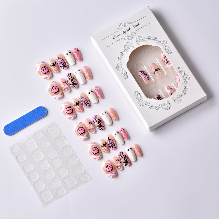 Thematic Halloween Ghost and Spider Press-On Nail Set