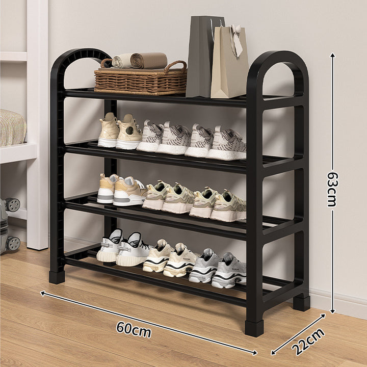 Multi-Tier Narrow Shoe Storage Rack With Arched Side Frame And Slim Footprint