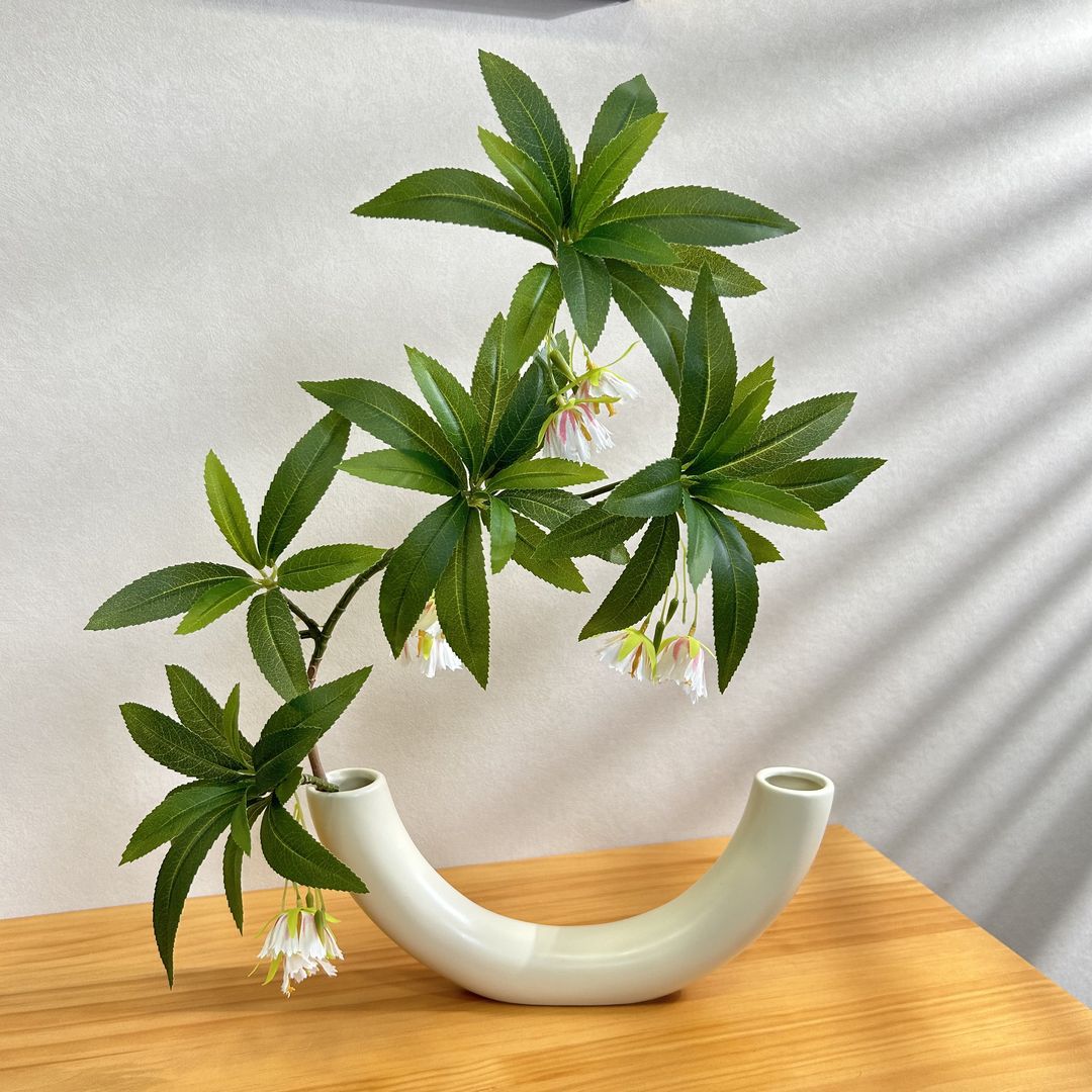 Elegant Curved Ceramic Flower Vase for Home Decor
