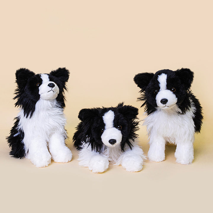 Realistic Seated Border Collie Plush Toy with Long Soft Fur Kalsten