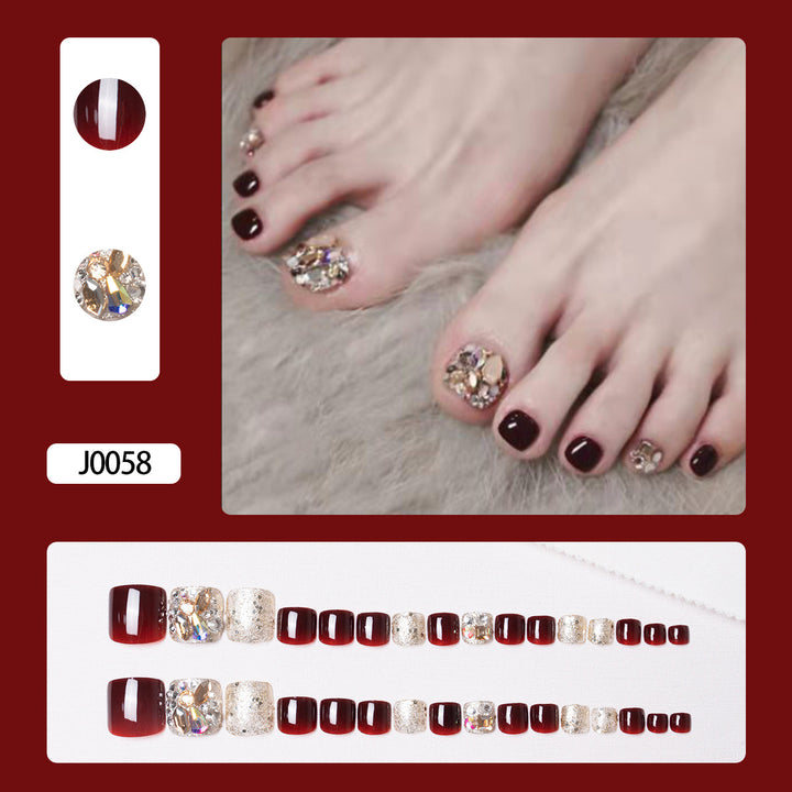Glittery French Tip Toe Nail Art