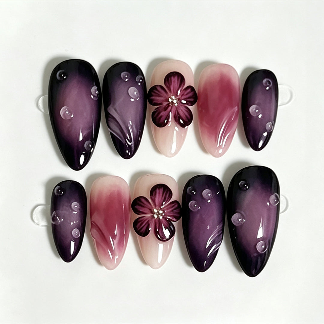 Elegant Floral Accent Press-On Nail Set Kalsten