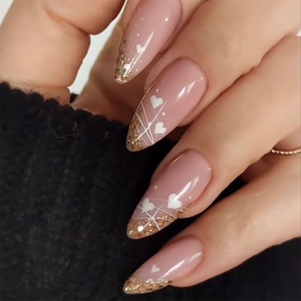 Glitter-Accent Almond-Shape Press-On Nail Set Kalsten