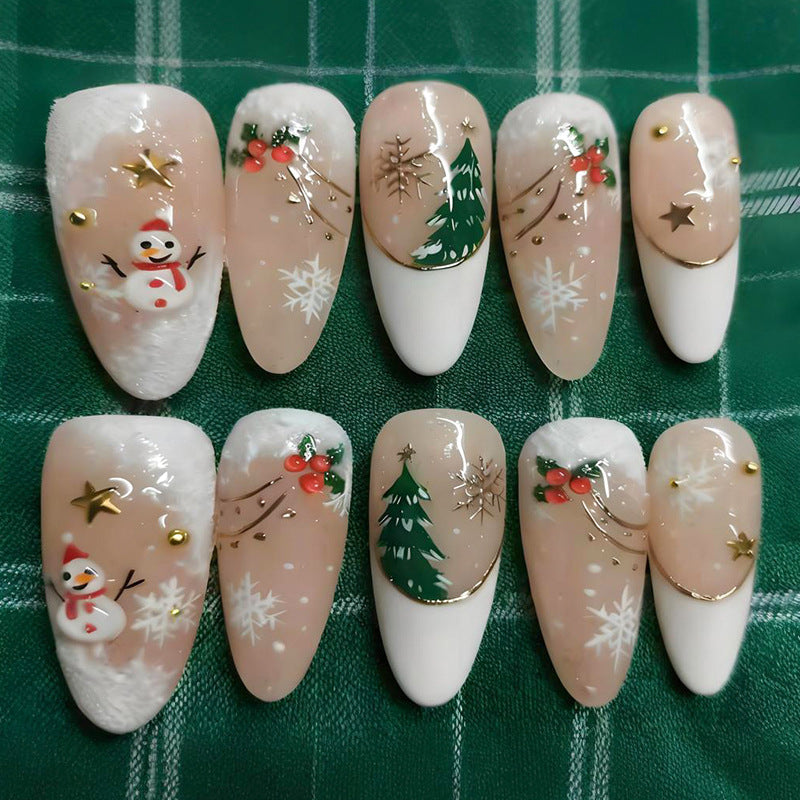Artificial nail set with festive winter motifs and creative designs Kalsten