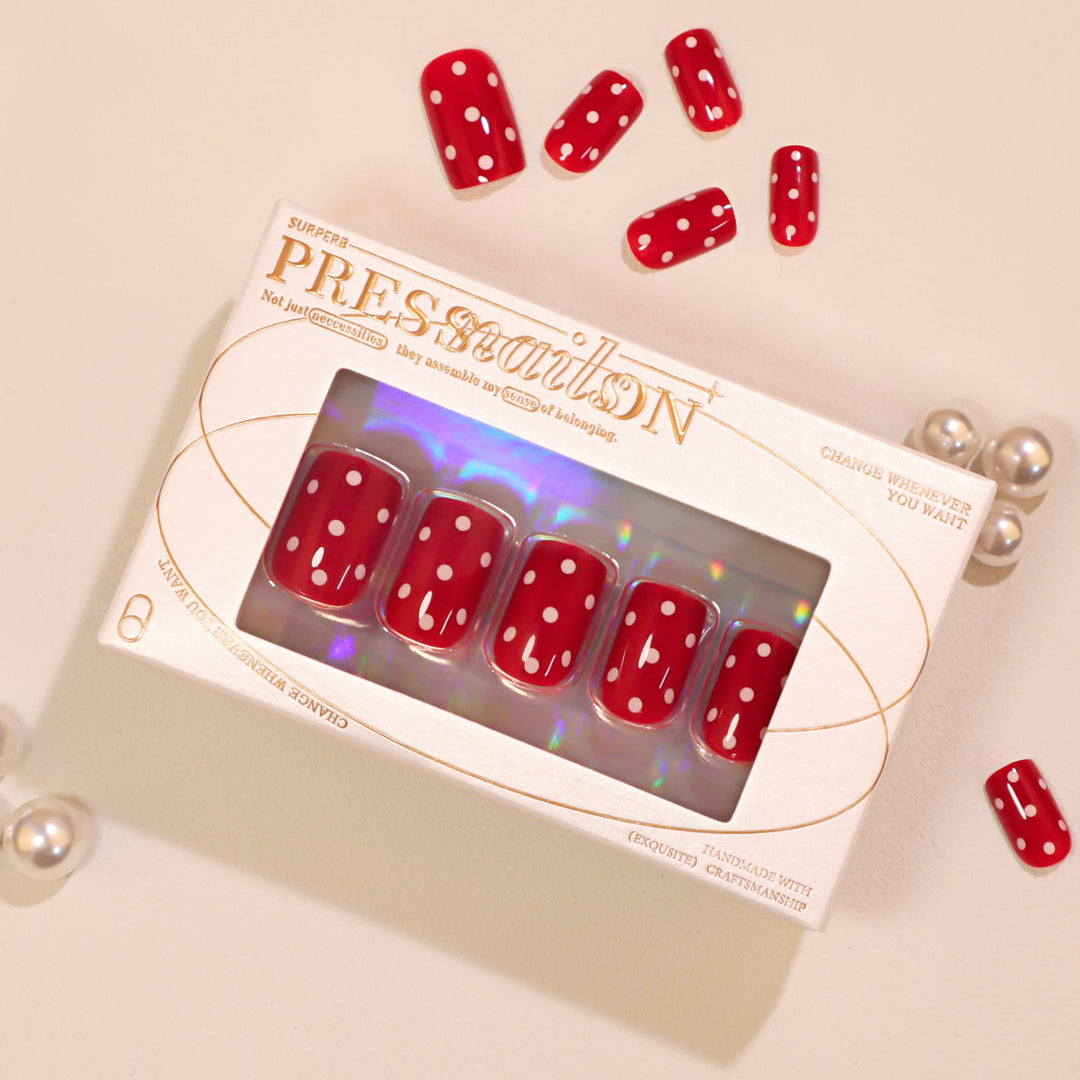 Artful Nail Art with Red Dots Kalsten