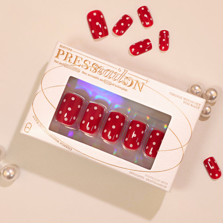 Artful Nail Art with Red Dots Kalsten