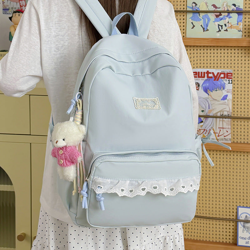 Decorative Lace-Trimmed School Backpack Kalsten