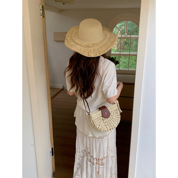 Handwoven Rattan Crossbody Bag