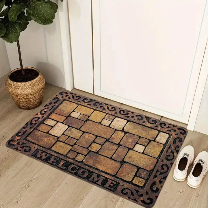 Decorative Stone Pattern Area Mat Kalsten