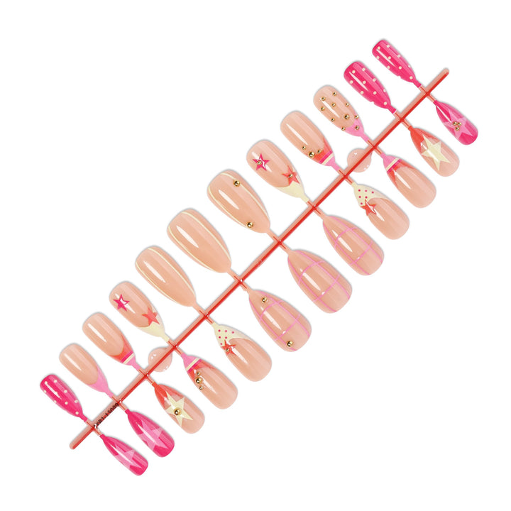 Glamorous artificial nails with creative design and golden accents Kalsten