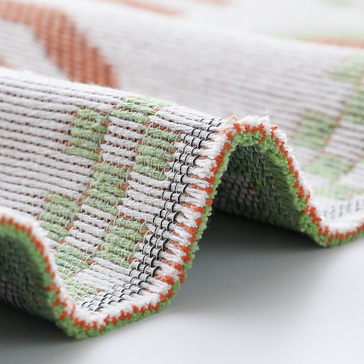 Woven table runner in graphic block stripe design with light cotton texture