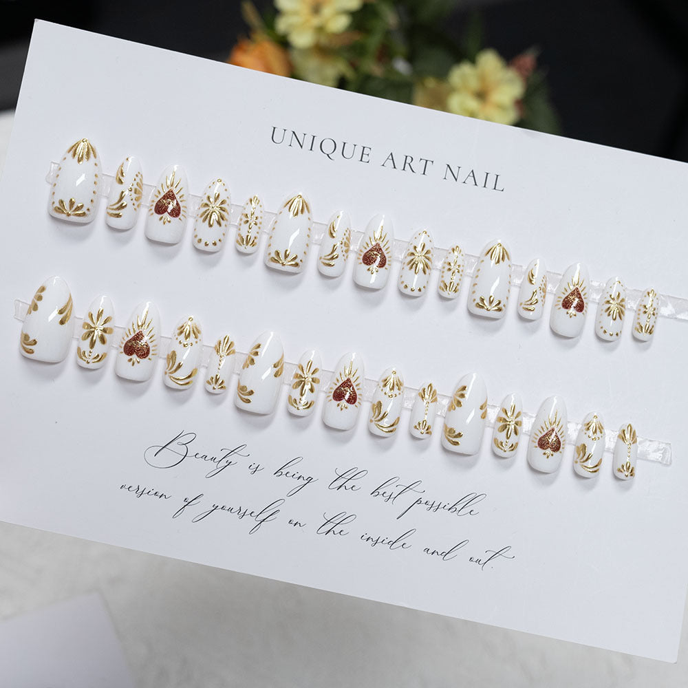 Heart-Embellished Press-On Nail Set