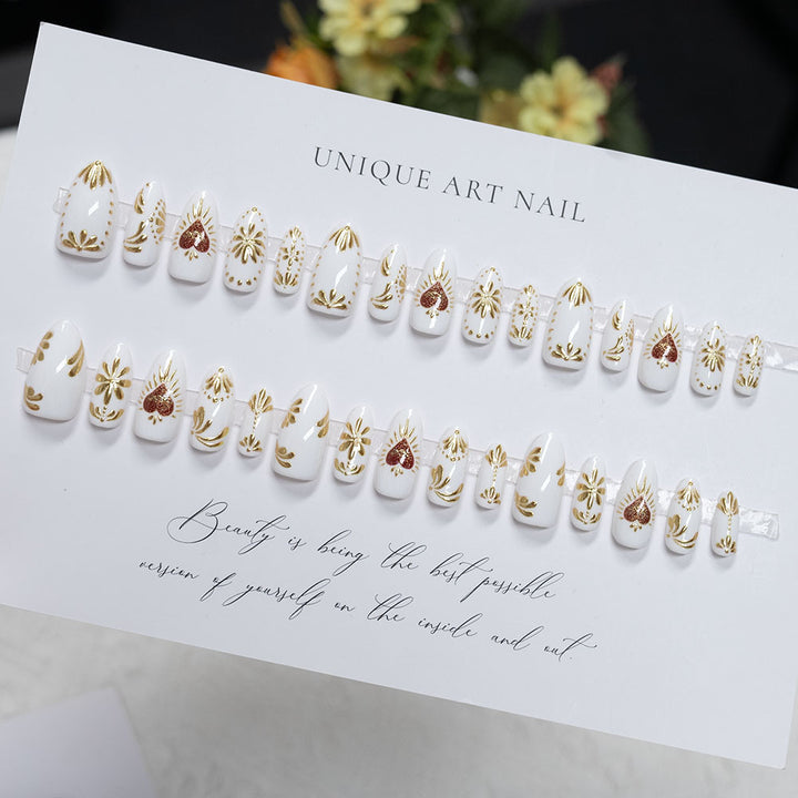 Heart-Embellished Press-On Nail Set